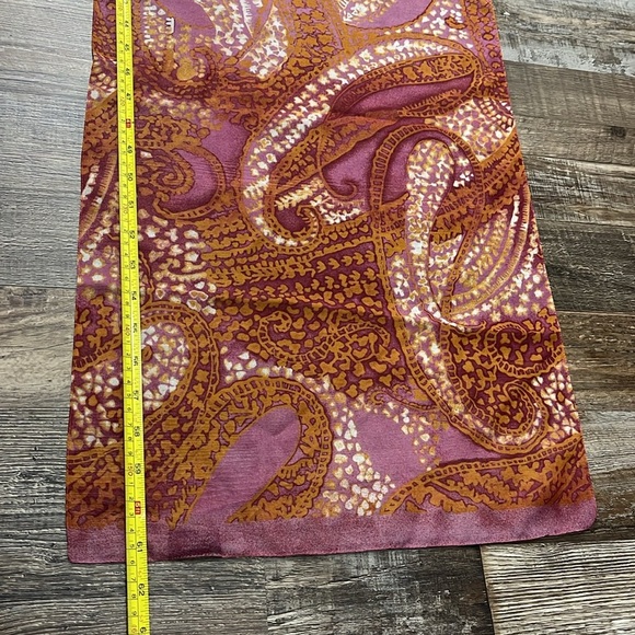 Cejon Paisley Pinks Orange Rectangular Scarf Semi Sheer Poly Chiffon Italy OS - Picture 10 of 12